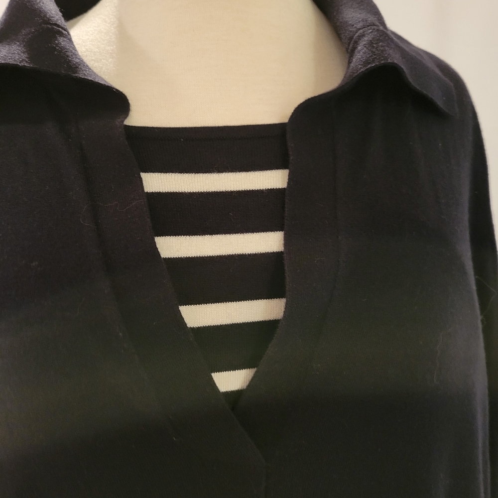 Ralph Lauren 3X Black Pullover Sweater w/Blk&Wht Inset Neckline NWT - Picture 5 of 11